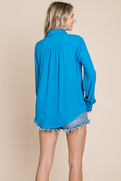 V neck Collared Pocket Detail Blouse Shirts | Apparel | Kitchen + Metal