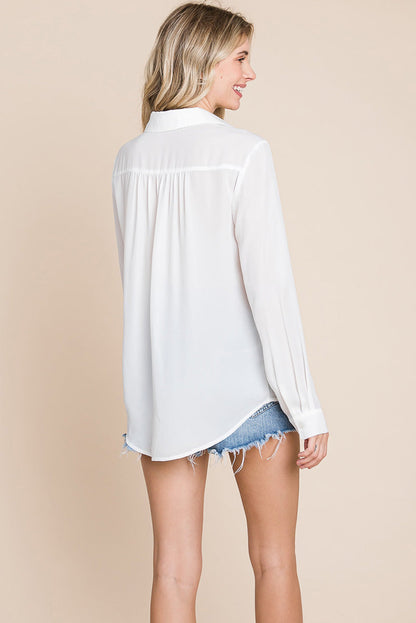 V neck Collared Pocket Detail Blouse Shirts | Apparel | Kitchen + Metal