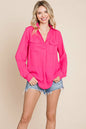 V neck Collared Pocket Detail Blouse Shirts | Apparel | Kitchen + Metal