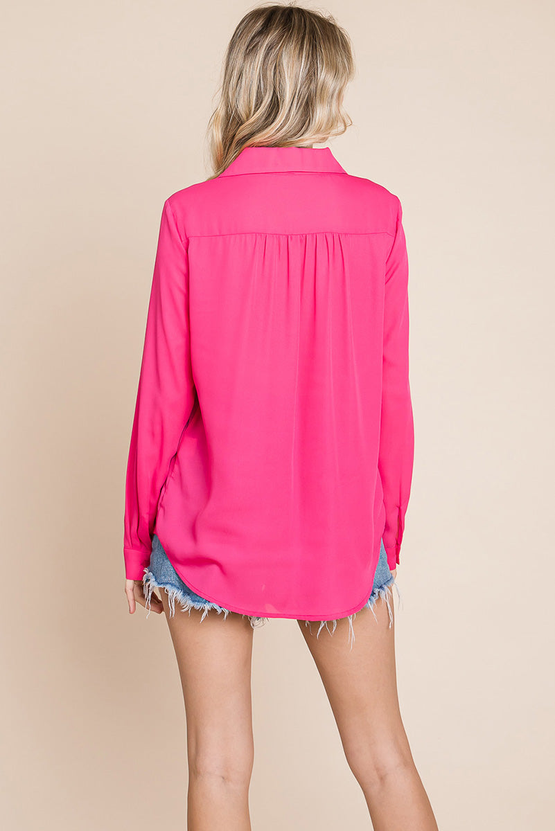 V neck Collared Pocket Detail Blouse Shirts | Apparel | Kitchen + Metal