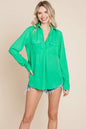 V neck Collared Pocket Detail Blouse Shirts | Apparel | Kitchen + Metal