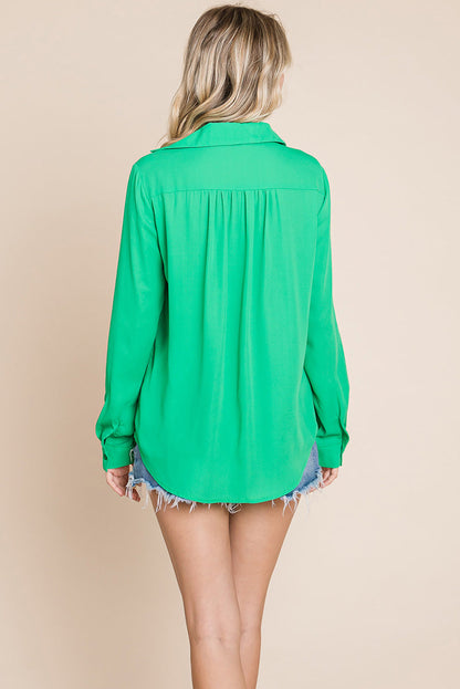 V neck Collared Pocket Detail Blouse Shirts | Apparel | Kitchen + Metal