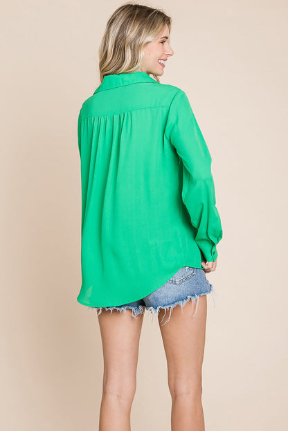 V neck Collared Pocket Detail Blouse Shirts | Apparel | Kitchen + Metal
