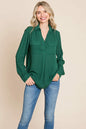 V neck Collared Pocket Detail Blouse Shirts | Apparel | Kitchen + Metal