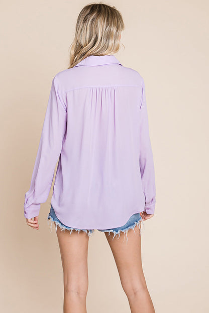 V neck Collared Pocket Detail Blouse Shirts | Apparel | Kitchen + Metal