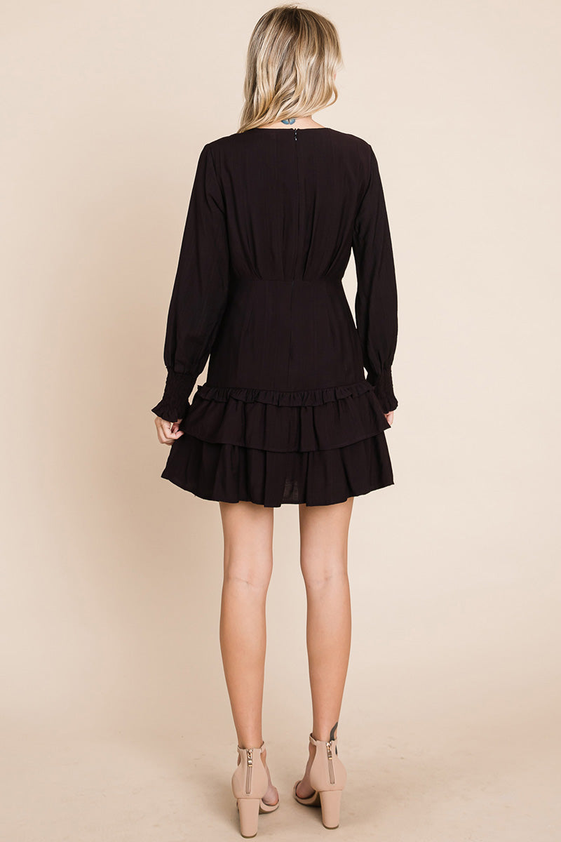 Tiered Hem Button Down Smocked Sleeve Dress | Apparel | Kitchen + Metal