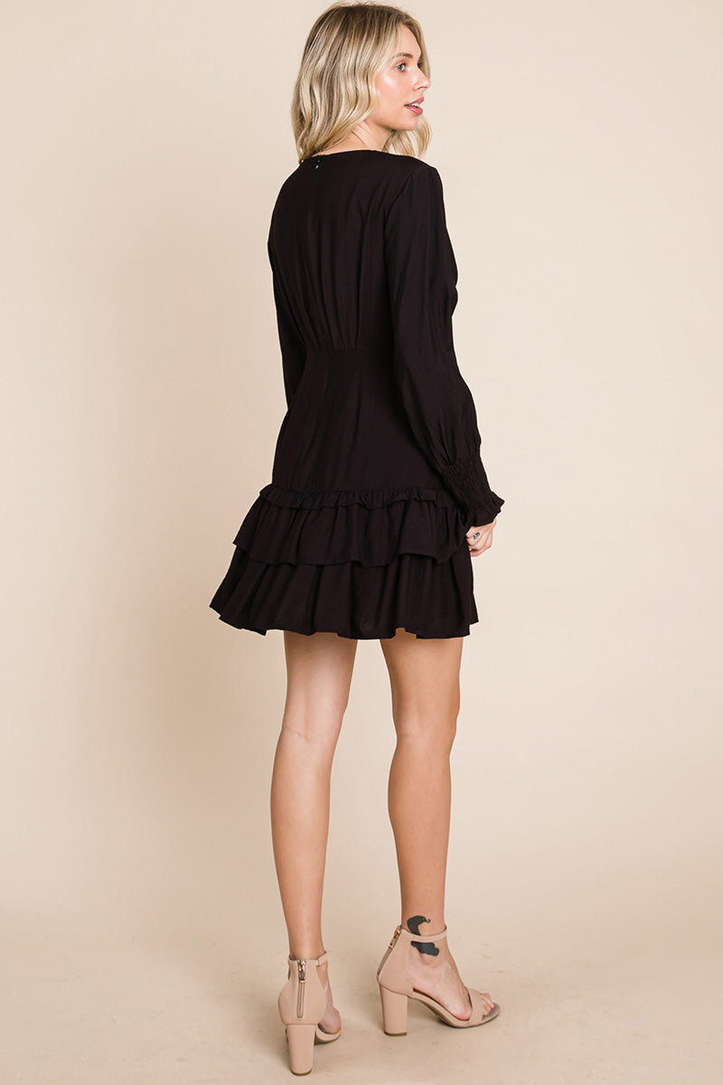 Tiered Hem Button Down Smocked Sleeve Dress | Apparel | Kitchen + Metal