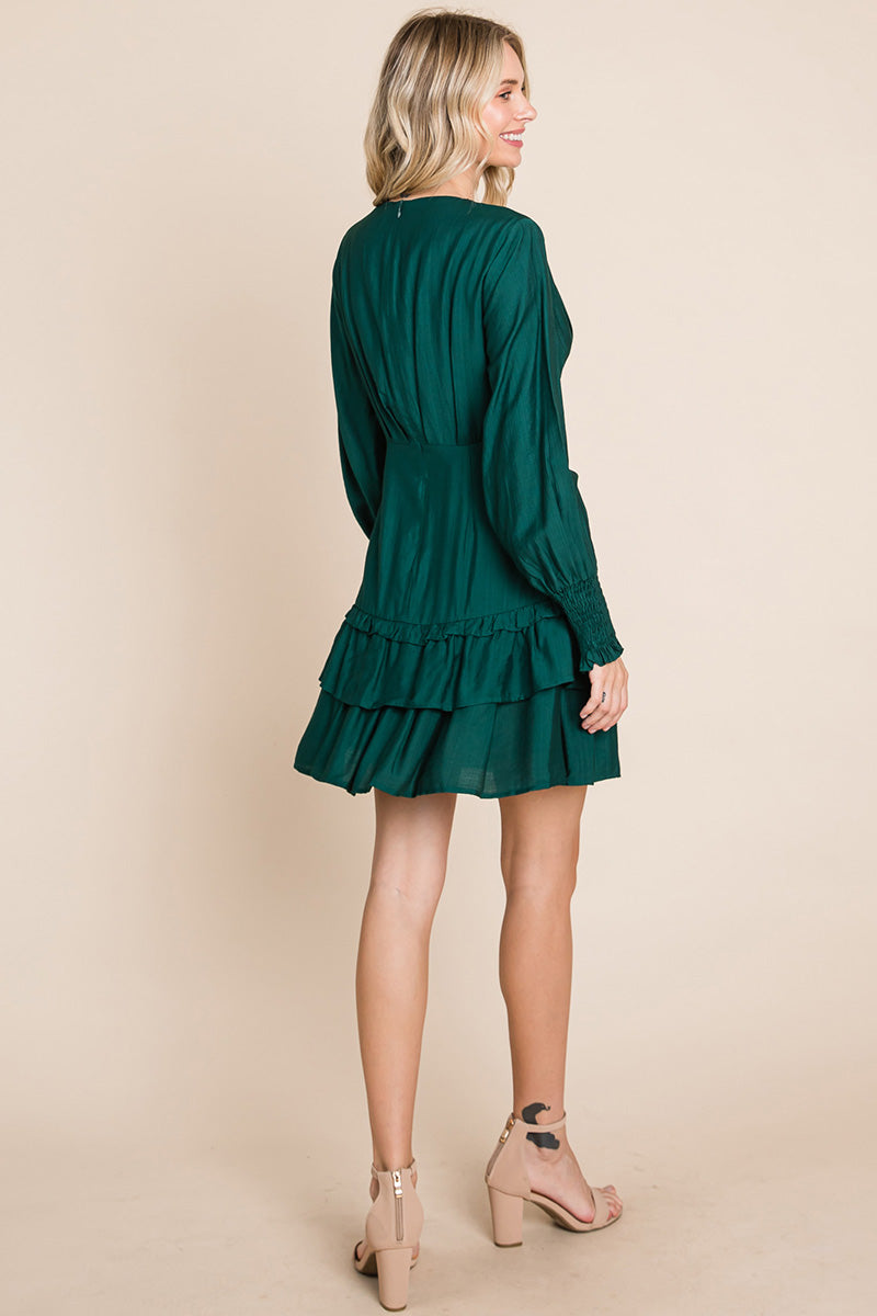 Tiered Hem Button Down Smocked Sleeve Dress | Apparel | Kitchen + Metal