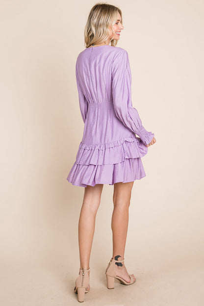 Tiered Hem Button Down Smocked Sleeve Dress | Apparel | Kitchen + Metal