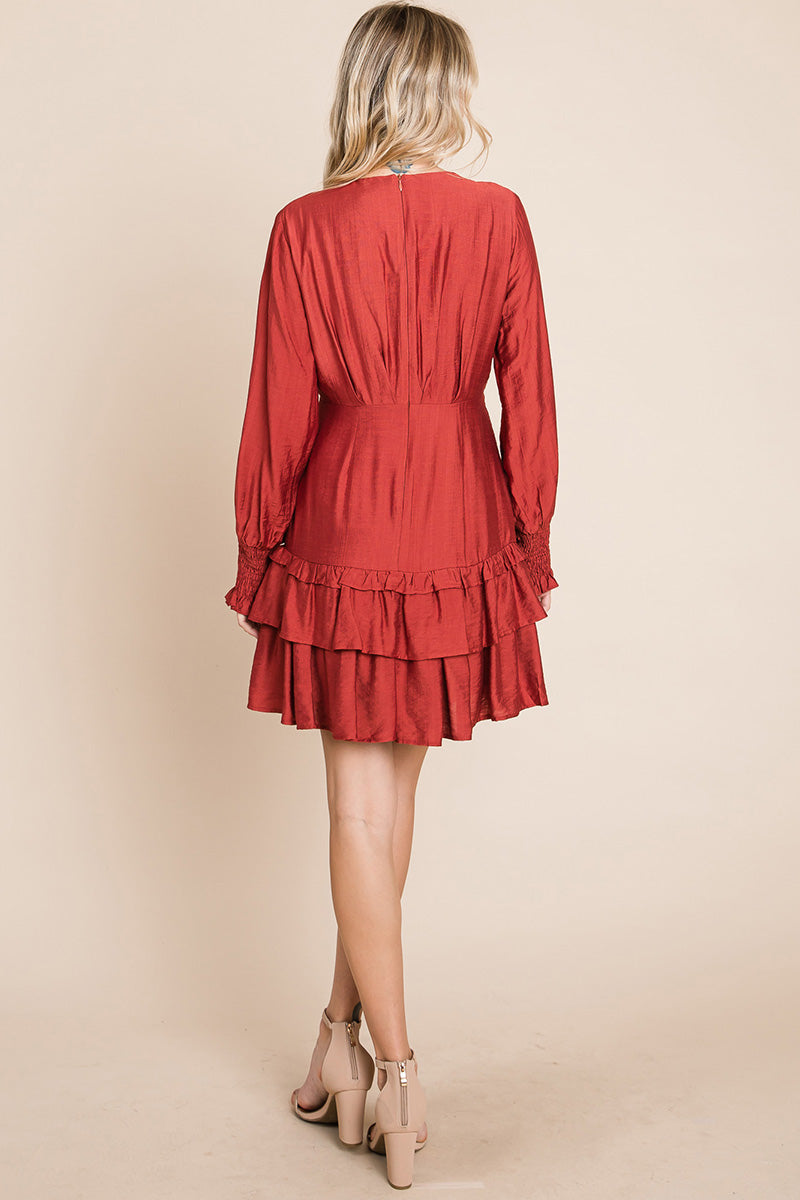 Tiered Hem Button Down Smocked Sleeve Dress | Apparel | Kitchen + Metal