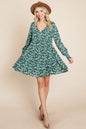 V neck Floral Printed Long Sleeve Pleated Dress | Apparel | Kitchen + Metal