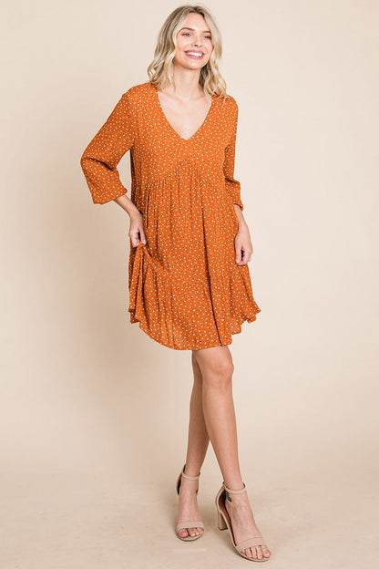 V neck Floral Printed Long Sleeve Pleated Dress | Apparel | Kitchen + Metal