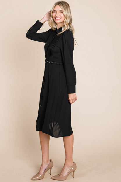 Pintucked Front Button Down Shirtdress with Belt | Apparel | Kitchen + Metal