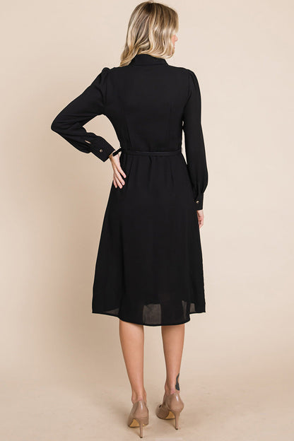Pintucked Front Button Down Shirtdress with Belt | Apparel | Kitchen + Metal