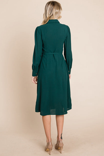 Pintucked Front Button Down Shirtdress with Belt | Apparel | Kitchen + Metal