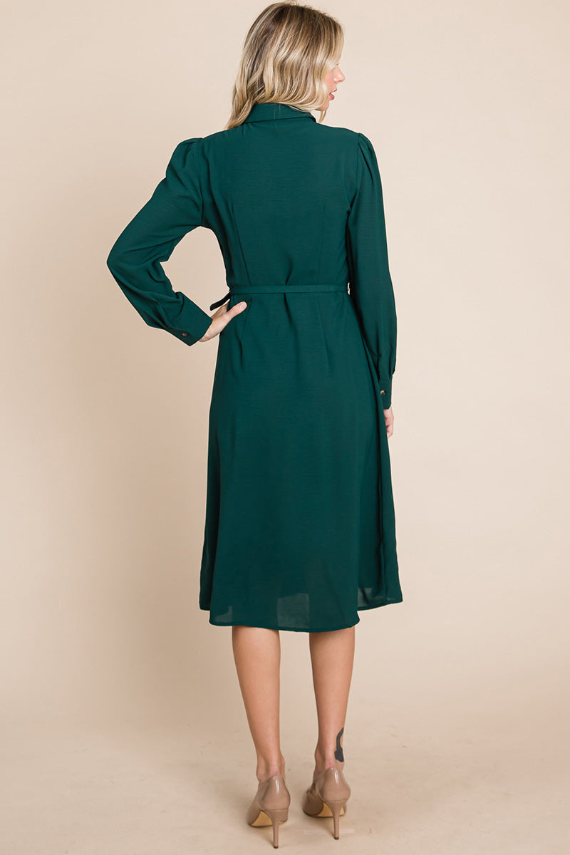 Pintucked Front Button Down Shirtdress with Belt | Apparel | Kitchen + Metal
