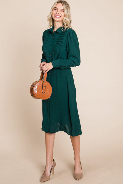 Pintucked Front Button Down Shirtdress with Belt | Apparel | Kitchen + Metal