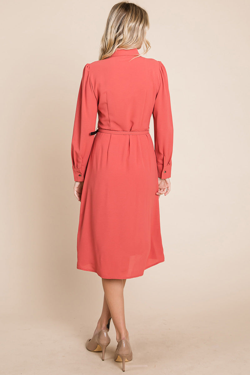 Pintucked Front Button Down Shirtdress with Belt | Apparel | Kitchen + Metal