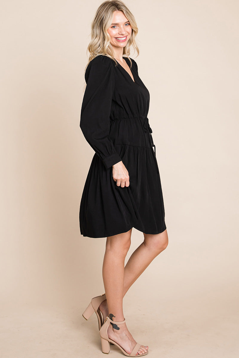 Long Sleeve Tiered Waist String Ruched Dress | Apparel | Kitchen + Metal