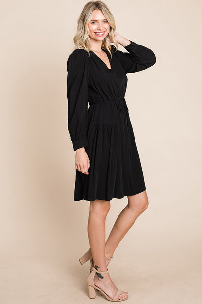 Long Sleeve Tiered Waist String Ruched Dress | Apparel | Kitchen + Metal