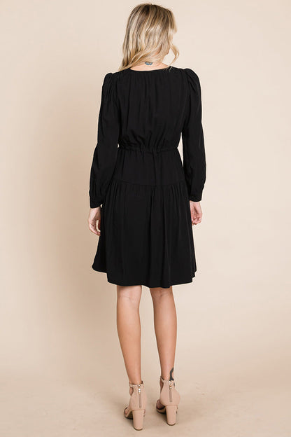 Long Sleeve Tiered Waist String Ruched Dress | Apparel | Kitchen + Metal