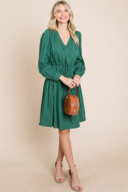 Long Sleeve Tiered Waist String Ruched Dress | Apparel | Kitchen + Metal