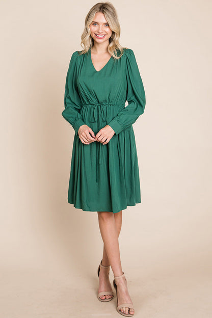 Long Sleeve Tiered Waist String Ruched Dress | Apparel | Kitchen + Metal