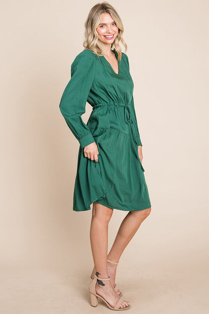Long Sleeve Tiered Waist String Ruched Dress | Apparel | Kitchen + Metal