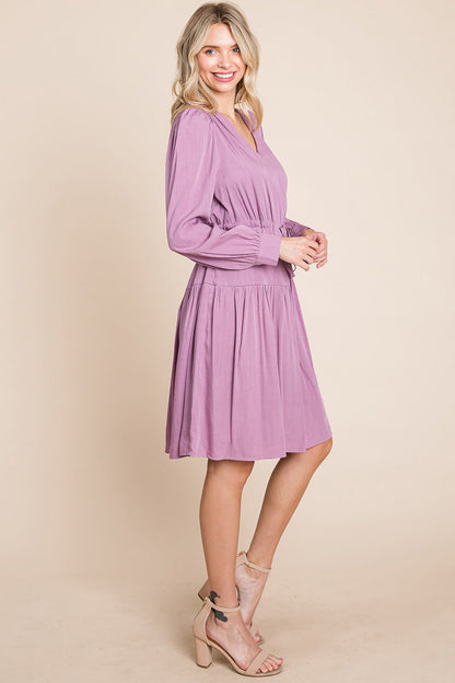 Long Sleeve Tiered Waist String Ruched Dress | Apparel | Kitchen + Metal