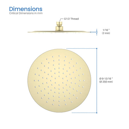 Halo 10" Metal Rain Shower Head 2mm Ultra Thin Profile