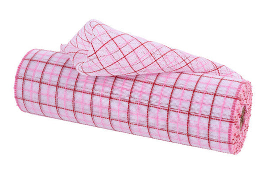 10.25"X10YD FINE WEAVE FAUX JUTE CHECK WHITE/RED/PINK