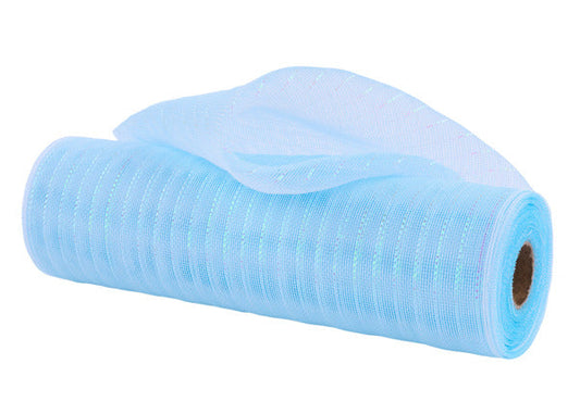 10.25"X10YD FINE WEAVE IRID FOIL MESH IRID PASTEL TURQ/WHITE