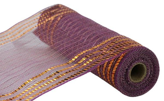 10.25"X10YD MATTE/METALLIC BORDER MESH ROSE/MULBERRY/ORANGE