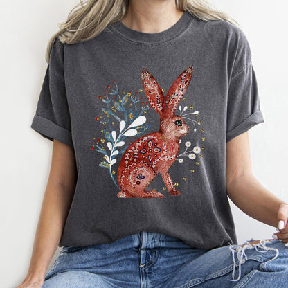 Rabbit, Folk Art, Scandinavian, Winter, Christmas, Comfort Colors Tshirt