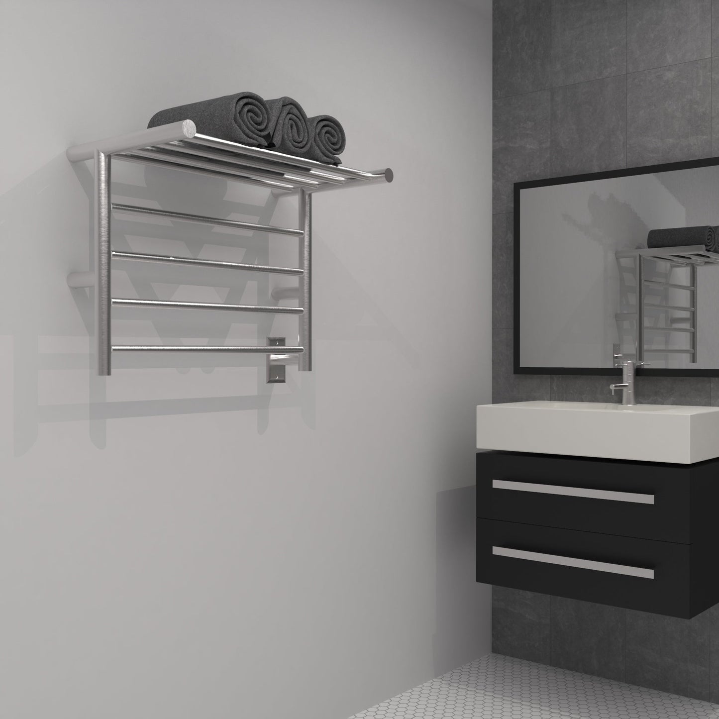 Radiant Shelf Hardwired + Plug-in Combo 8 Bar Towel Warmer