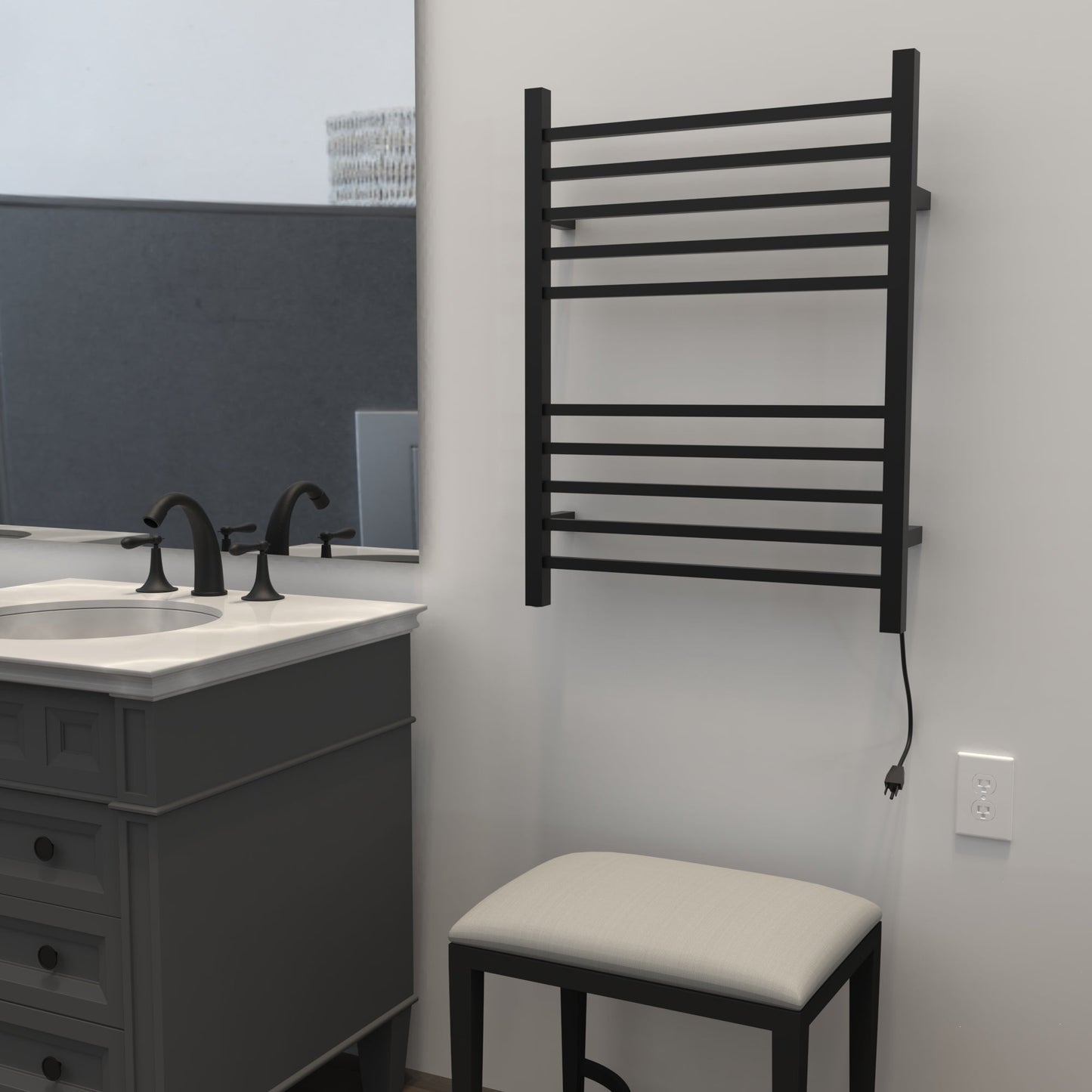 Radiant Square Hardwired + Plug-in Combo 10 Bar Towel Warmer