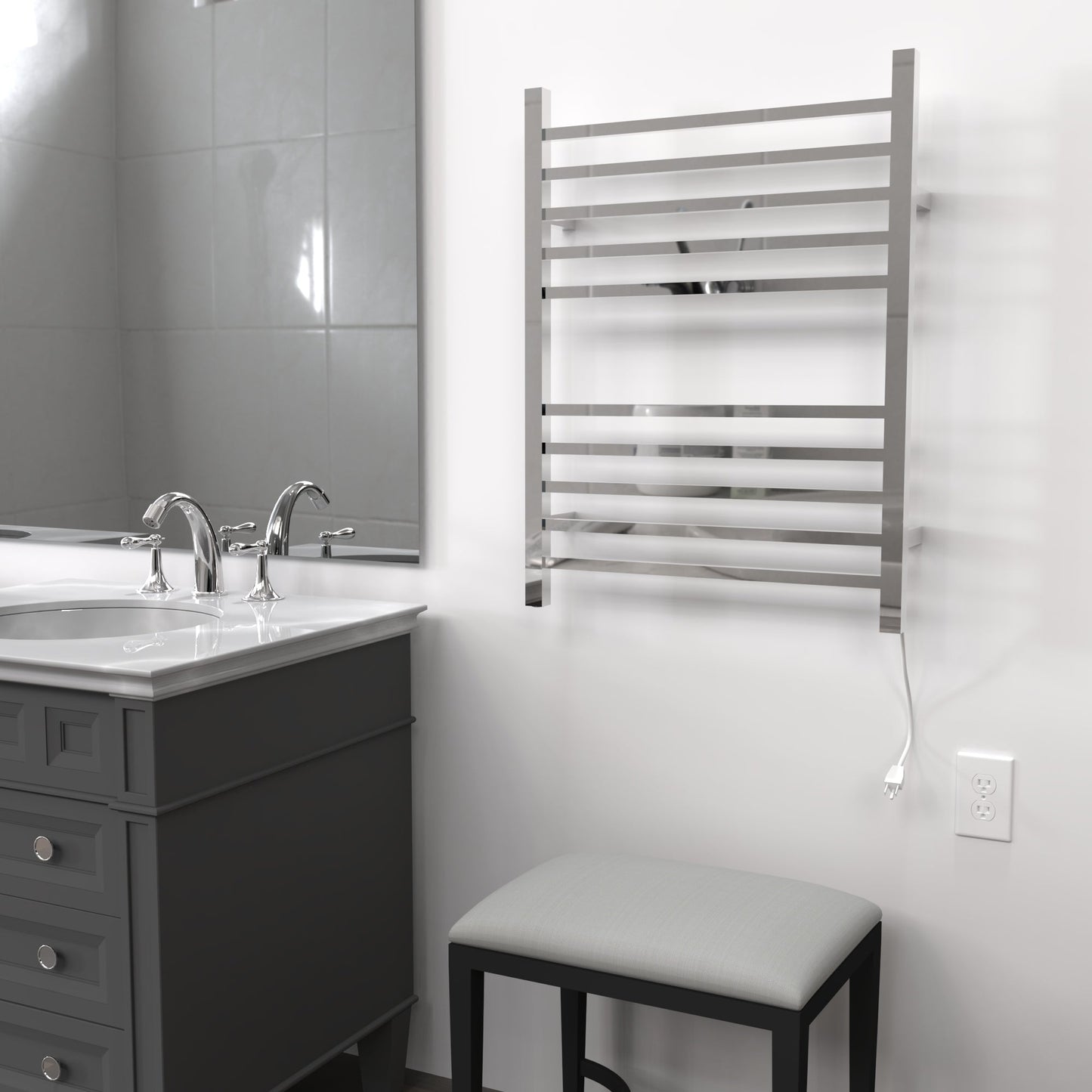 Radiant Square Hardwired + Plug-in Combo 10 Bar Towel Warmer