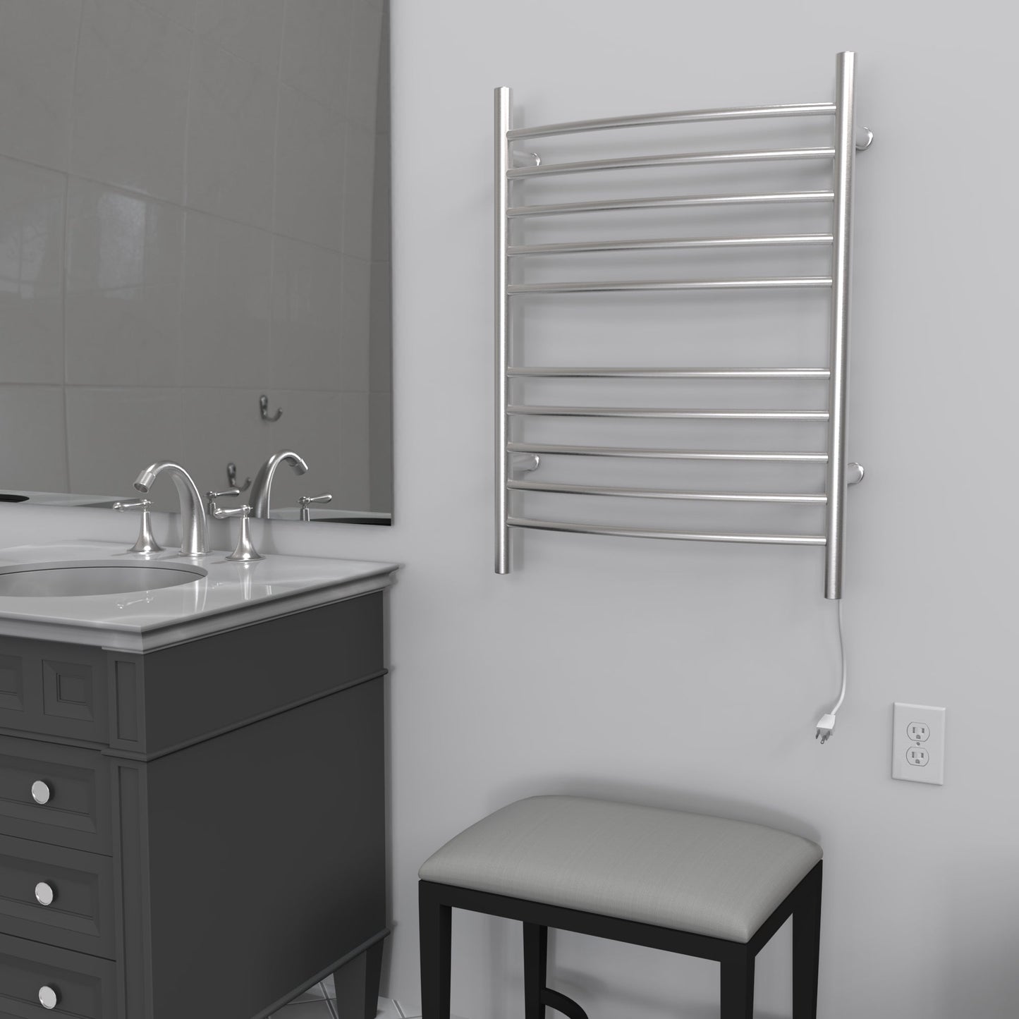 Radiant Hardwired + Plug-in Combo Curved 10 Bar Towel Warmer
