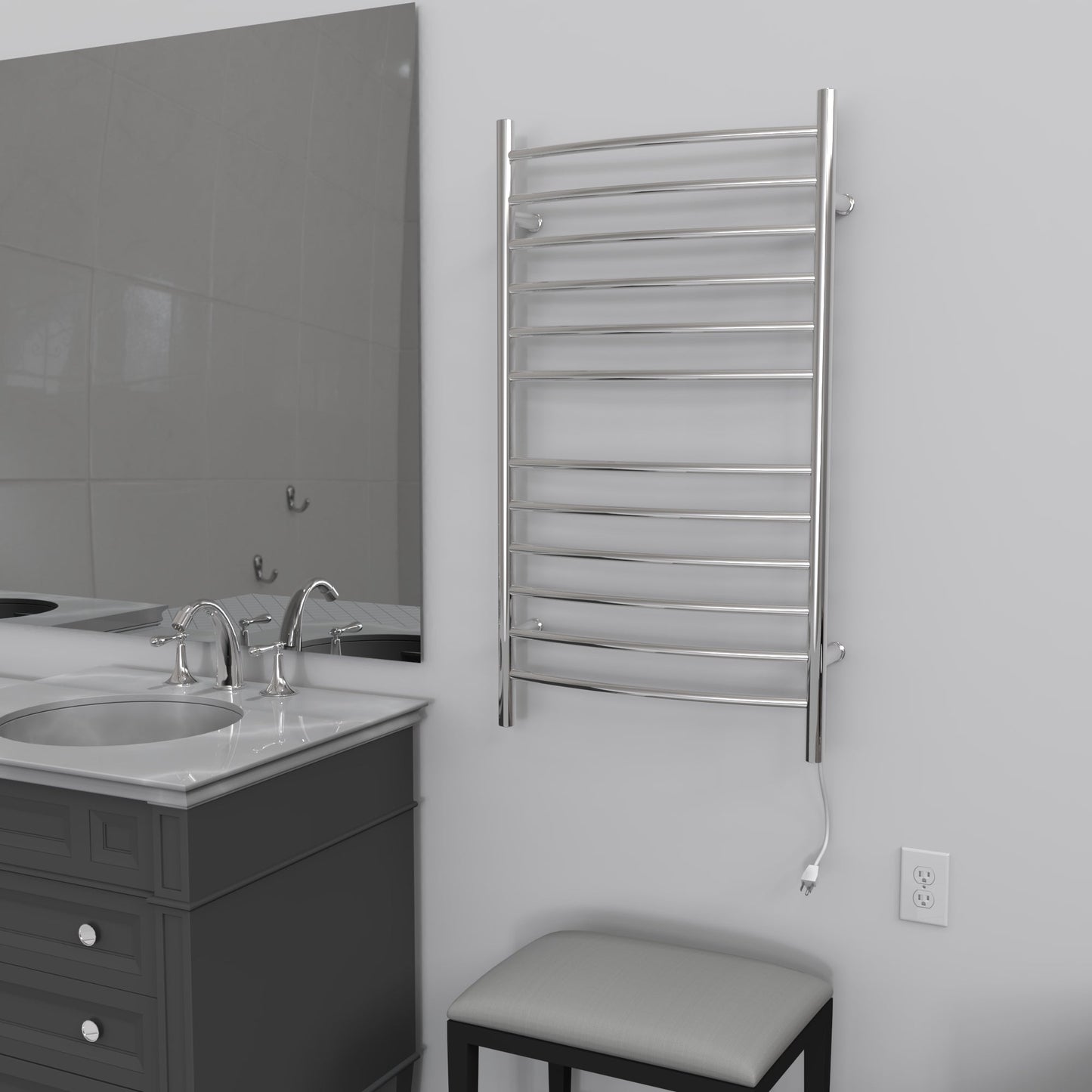 Radiant Large Hardwired + Plug-in Combo Curved 12 Bar Towel Warmer