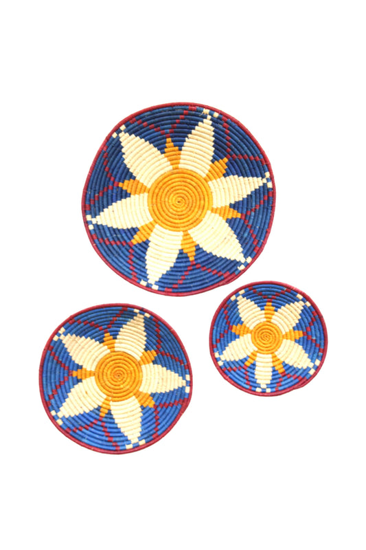 Dakarai Raffia Straw Wall Decor Display Basket Tray Sets