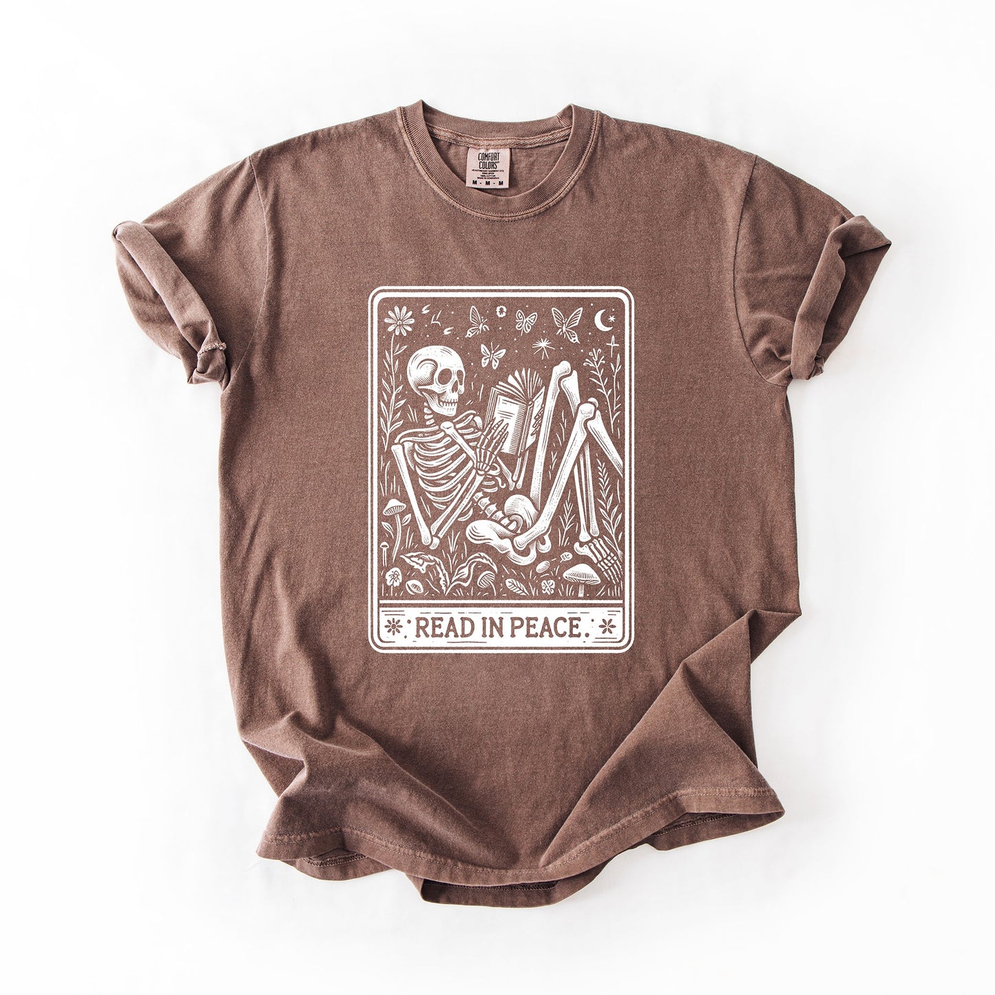 Read In Peace, Halloween, Skeleton, Tarot, Books, Library, Comfort Colors T-Shirt