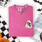 Reading Ghost, Cat, Funny, Halloween, Book, Library, Pocket, Comfort Colors T-Shirt