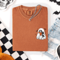 Reading Ghost, Cat, Funny, Halloween, Book, Library, Pocket, Comfort Colors T-Shirt