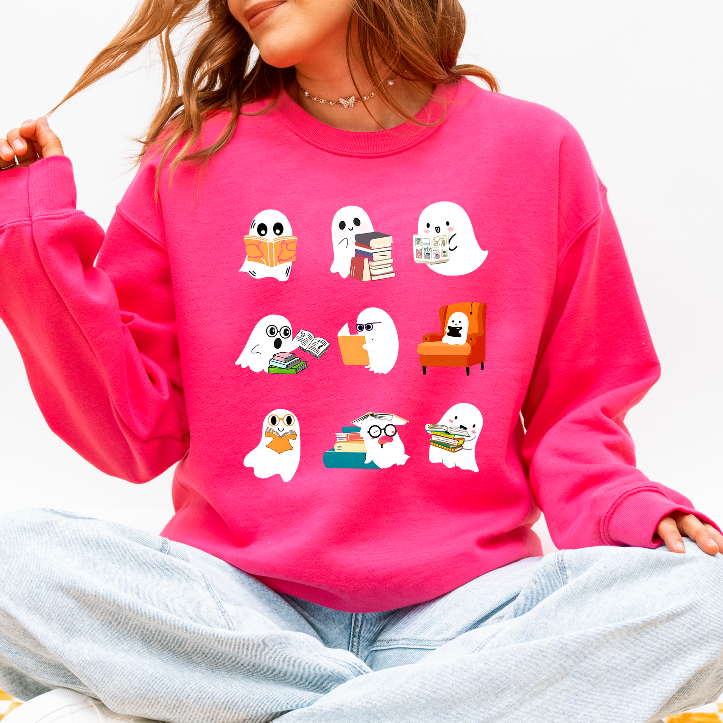 Reading Ghosts, Halloween, Library, Books Sweatshirt