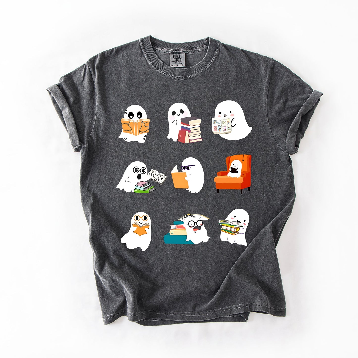 Reading Ghosts, Halloween, Library, Books, Comfort Colors T-Shirt