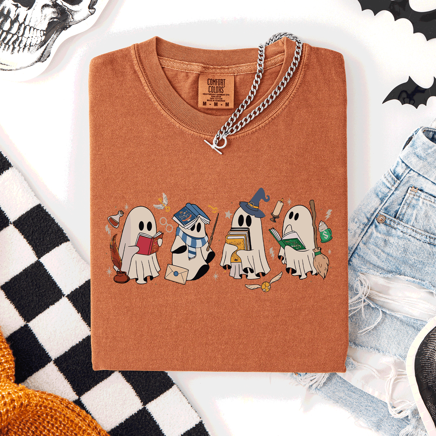 Reading Ghosts, Witches, Wizards, Halloween, Trending Graphic Tee, Comfort Colors T-Shirt