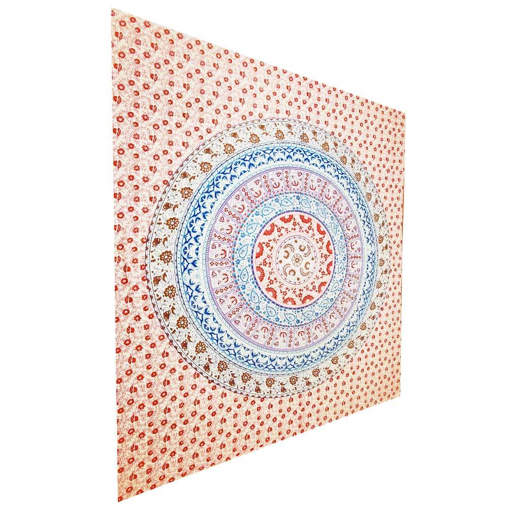 Decorative fabric with a circular pattern on a white background