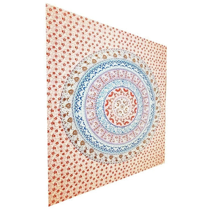 Decorative pillow with a circular pattern on a floral background