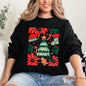 Red Merry and Bright, Candy Cane, Tree, Merry Christmas, Flowers, Floral Sweatshirt