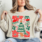 Red Merry and Bright, Candy Cane, Tree, Merry Christmas, Flowers, Floral Sweatshirt